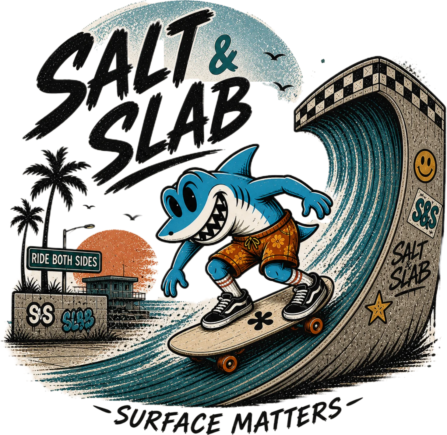 Shredder the Shark on a ramp